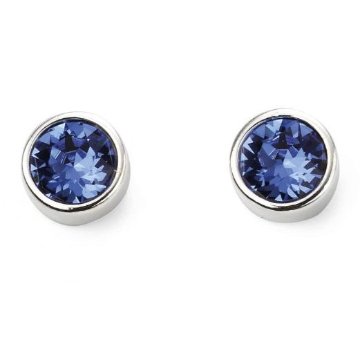Silver and Crystal Birthstone Stud Earrings -September