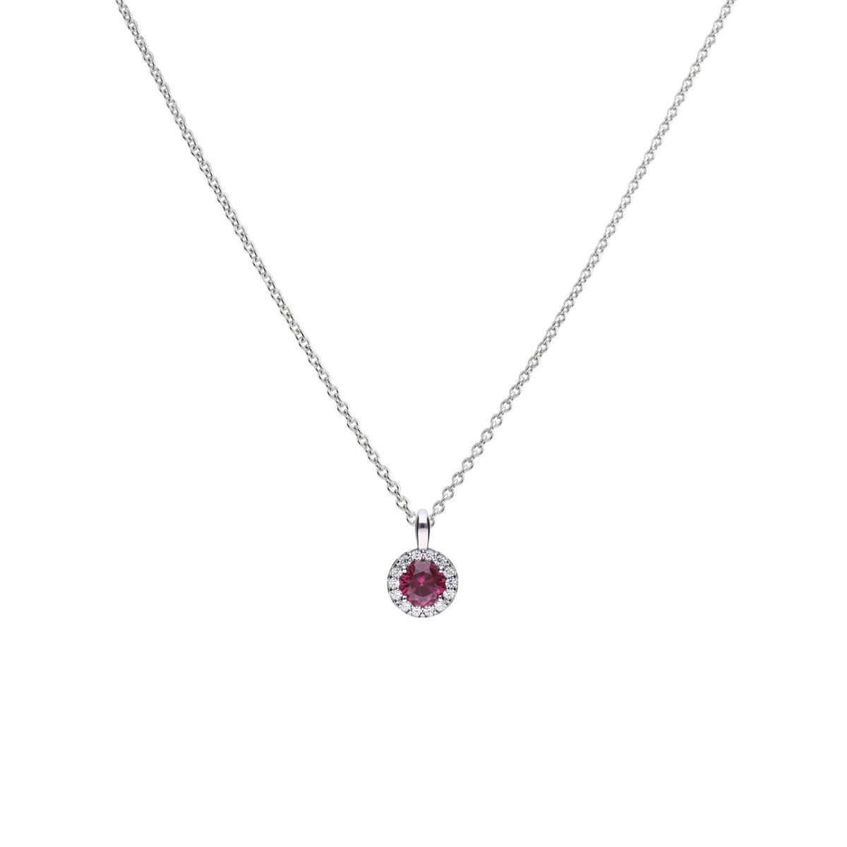 Diamonfire silver with red and white cubic zirconia round cluster pendant