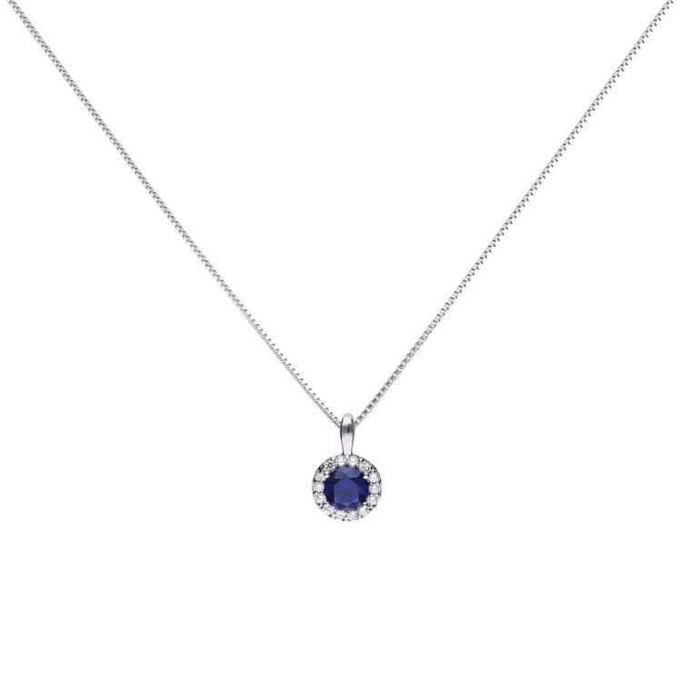 Diamonfire silver, blue and white round cluster pendant