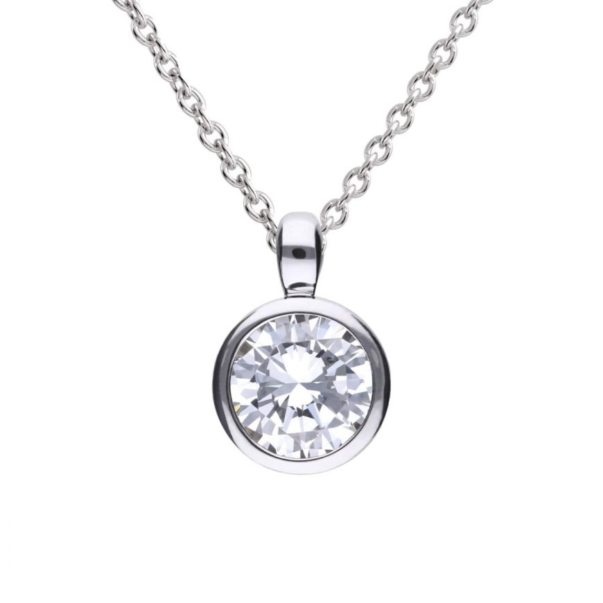 Diamonfire Silver And Cubic zirconia round Pendant 1.50ct