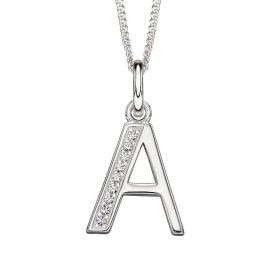 Silver And Cubic Zirconia Initial Pendant (A)