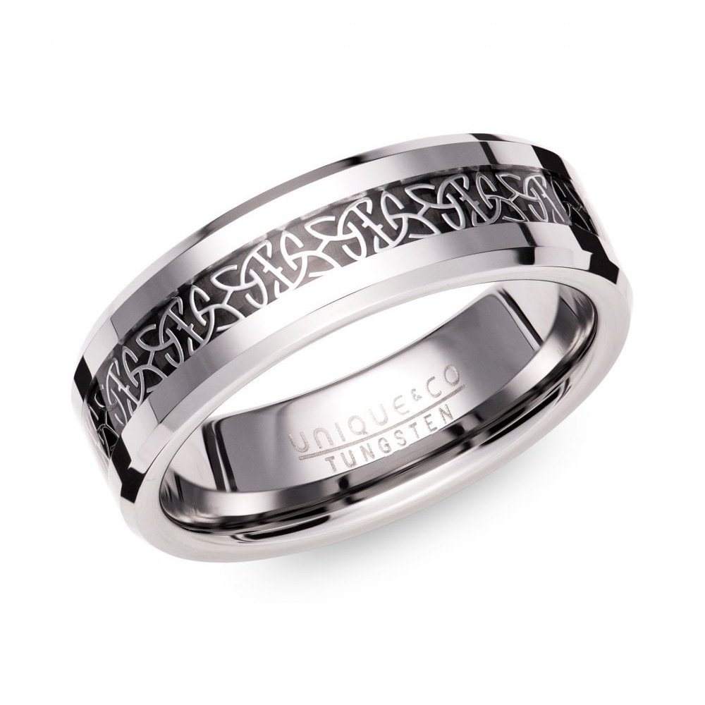 Gents 7mm celtic design tungsten ring